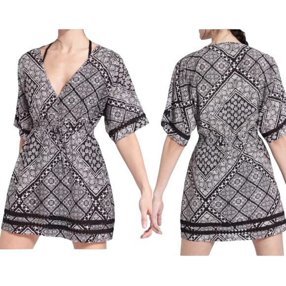 Athleta Bandana Coast to Coast Black/White Swim Cover-Up - Picture 1 of 7